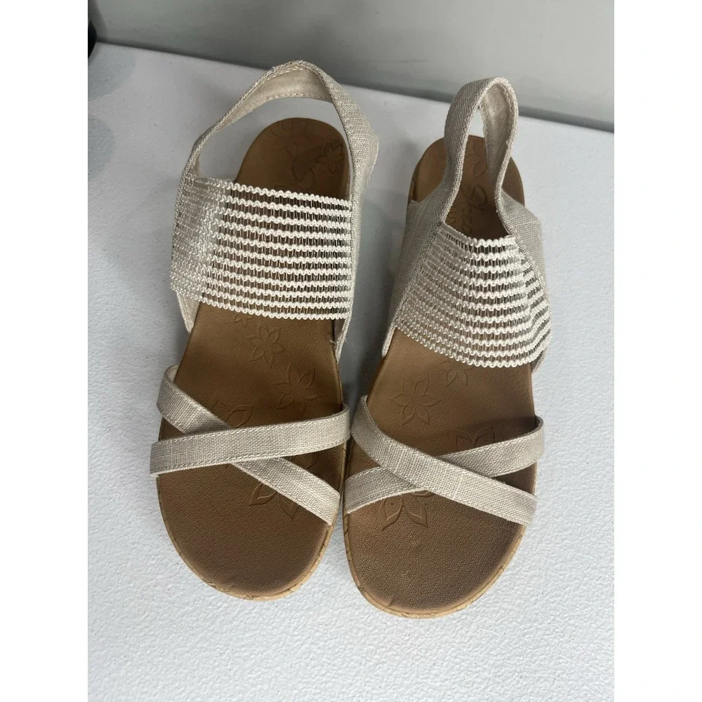 Skechers Beverlee High‎ Tea Wedge Sandals Women's Size US 9